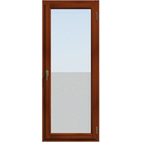 Прозрачная, одностворчатая балконная дверь из лиственницы Тик